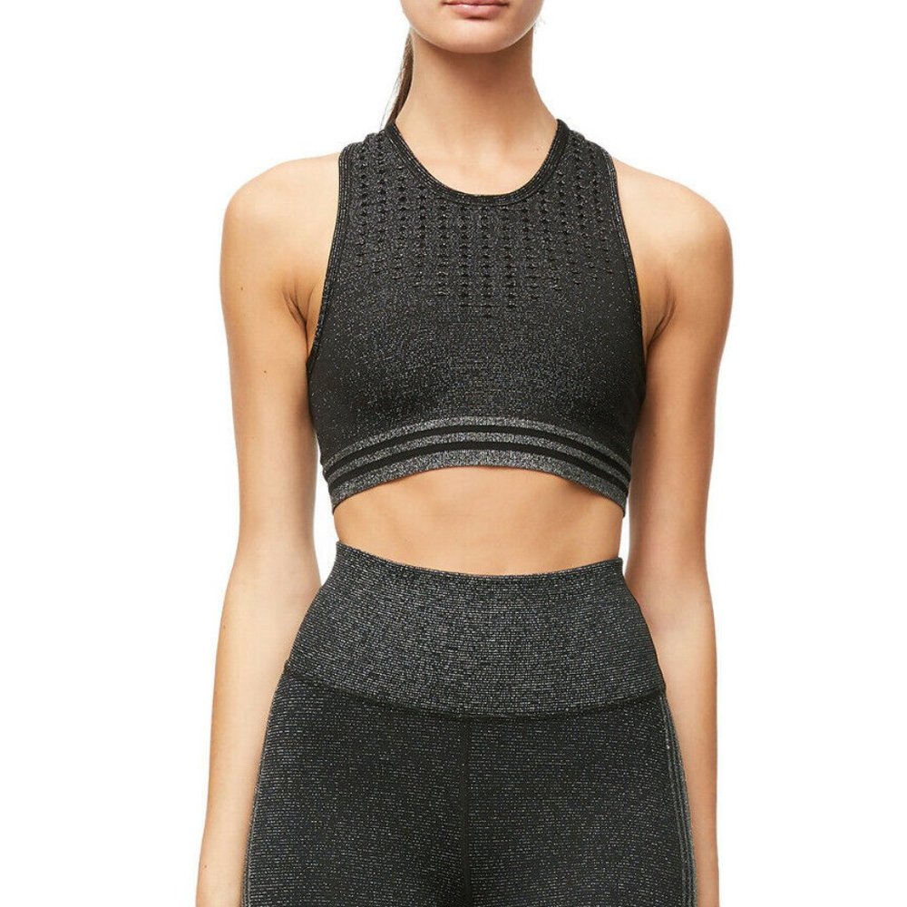 GOOD AMERICAN Seamless Lurex Stripe Bra Crop Top